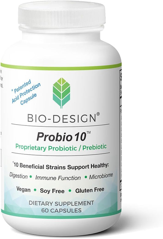 Bio-Design Probio-10: 60 Vegetable Capsules, Advanced Prebiotic and Probiotic Formula