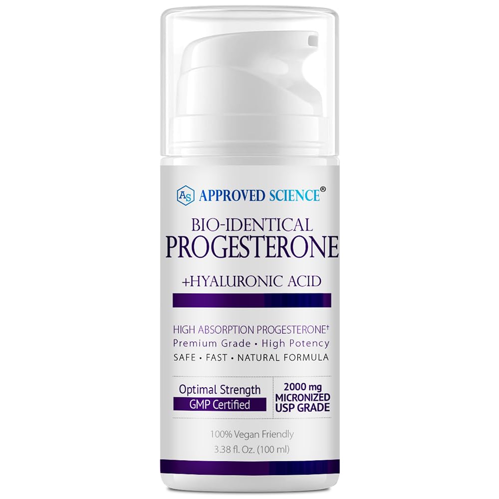 Bio-Identical Progesterone Cream - USP Grade, 20mg - With Hyaluronic Acid & ProVitamin B5 - Vegan - Fragrance-Free - 3.38 fl.Oz