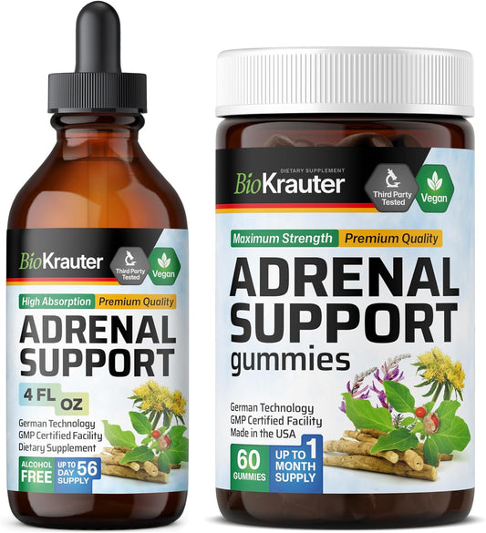 BIO KRAUTER Adrenal Support Bundle: 60 Gummies & 4 fl. oz. Tincture