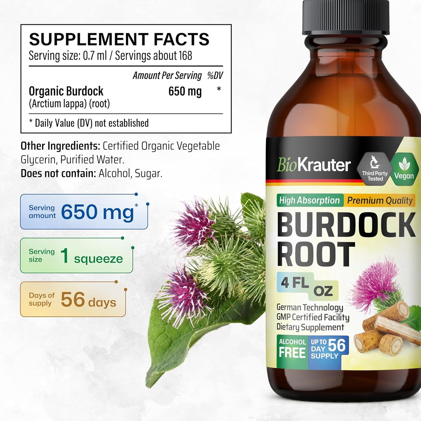 BIO KRAUTER Bladderwrack Capsules and Burdock Root Tincture Bundle - 100 Capsules & 4 Fl. Oz. Bottle