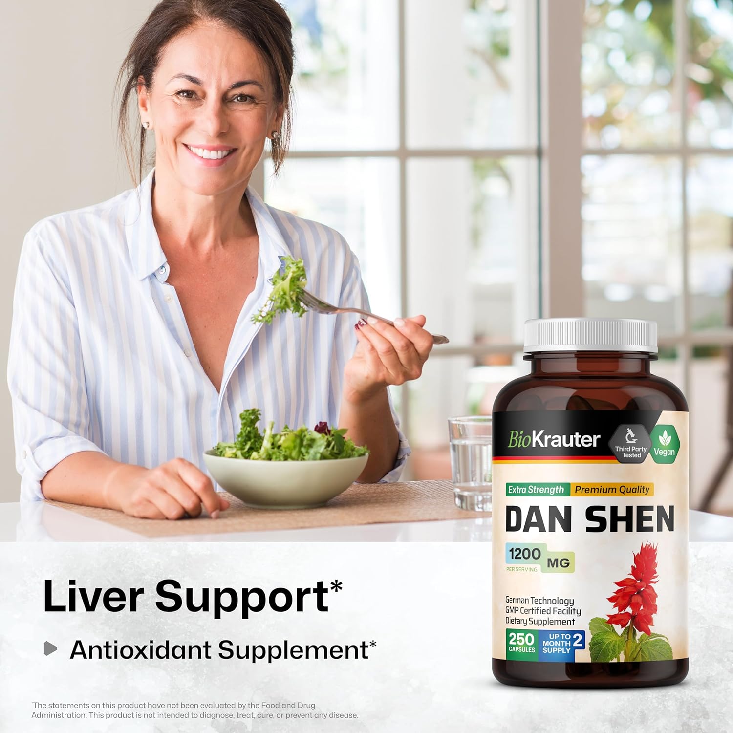 BIO KRAUTER Dan Shen Capsules and Astragalus Tincture Bundle - 250 Capsules & 4 Fl. Oz.