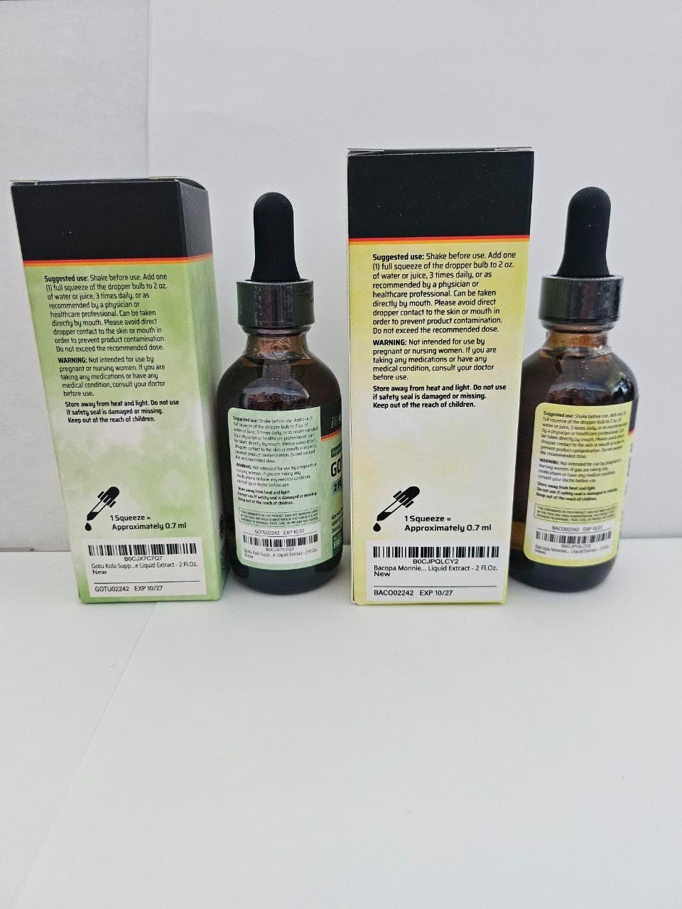 BIO KRAUTER Gotu Kola and Bacopa Tincture Bundle - 2 Fl. Oz. Each