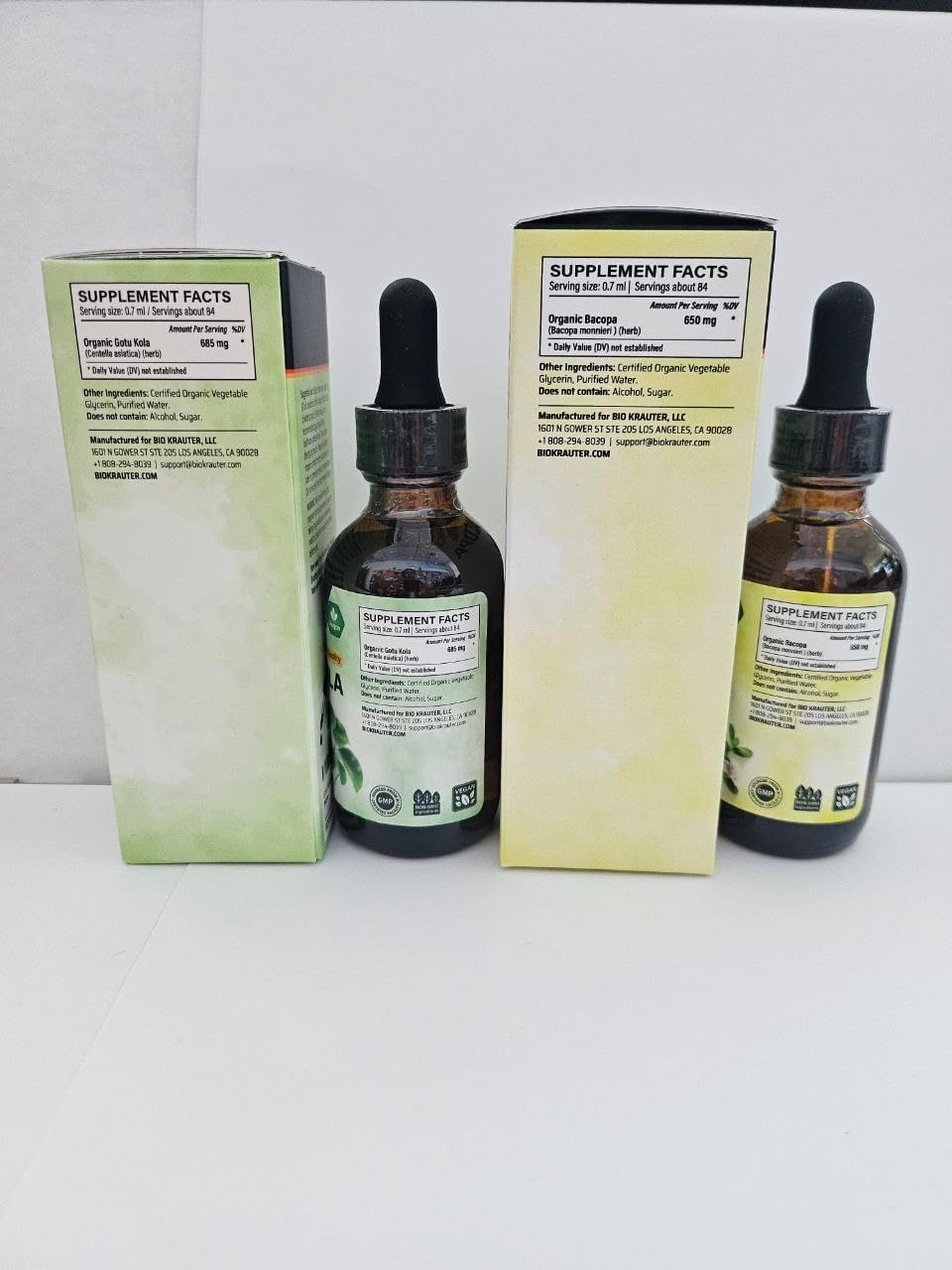 BIO KRAUTER Gotu Kola and Bacopa Tincture Bundle - 2 Fl. Oz. Each