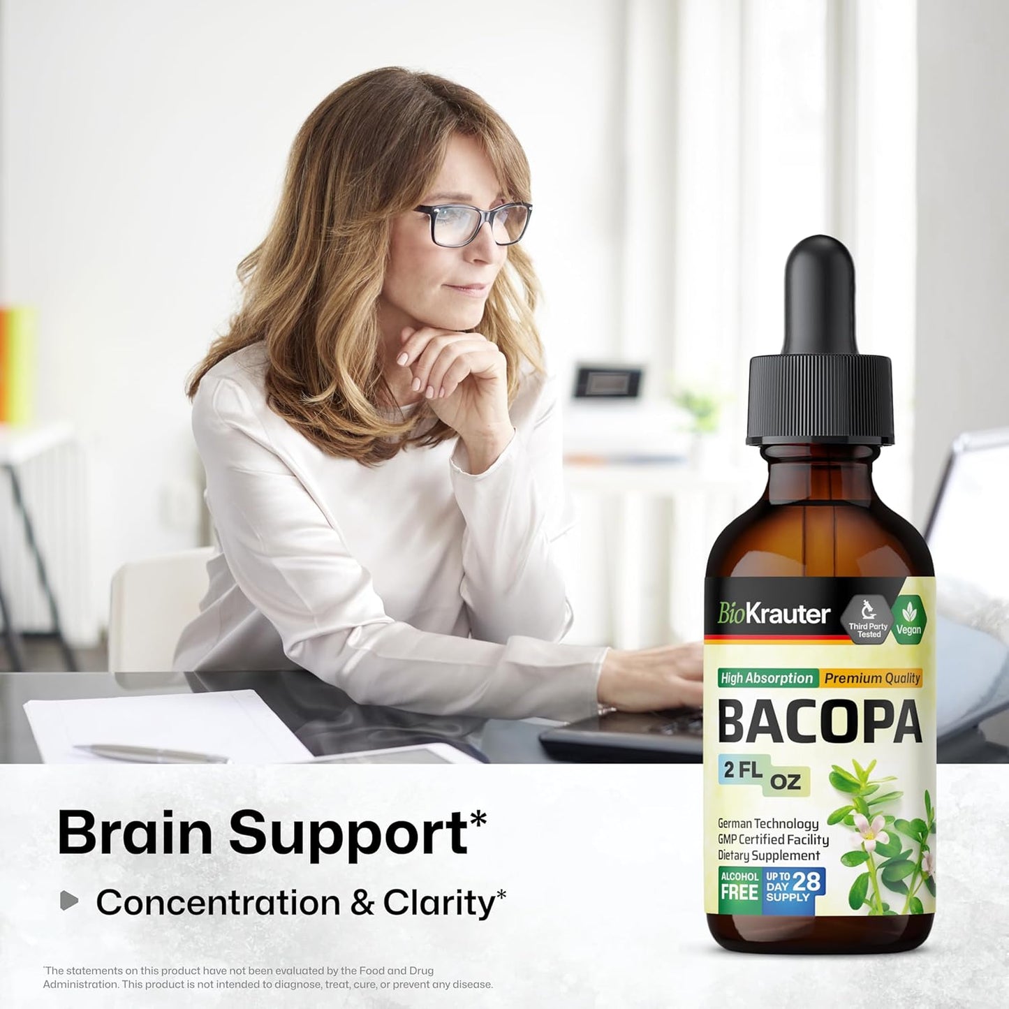 BIO KRAUTER Gotu Kola and Bacopa Tincture Bundle - 2 Fl. Oz. Each