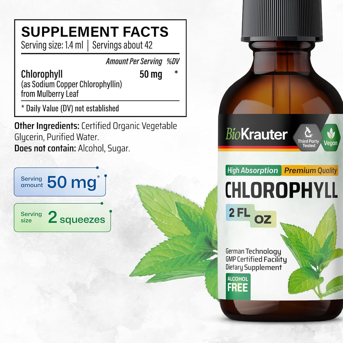 BIO KRAUTER Lobelia and Chlorophyll Tincture Bundle - 4 Fl. Oz. & 2 Fl. Oz.