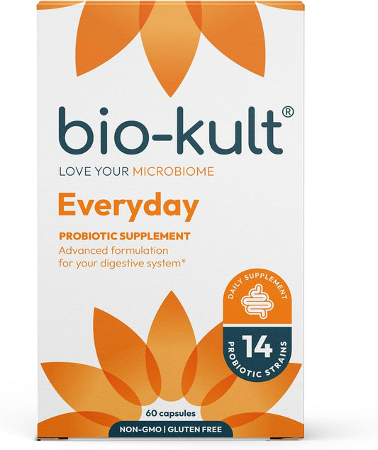 Bio-Kult Gut Health Probiotic Supplement with 14 Strains - Immune & Digestive Support for Men & Women - Non-GMO, Gluten-Free Capsules - 60 Count