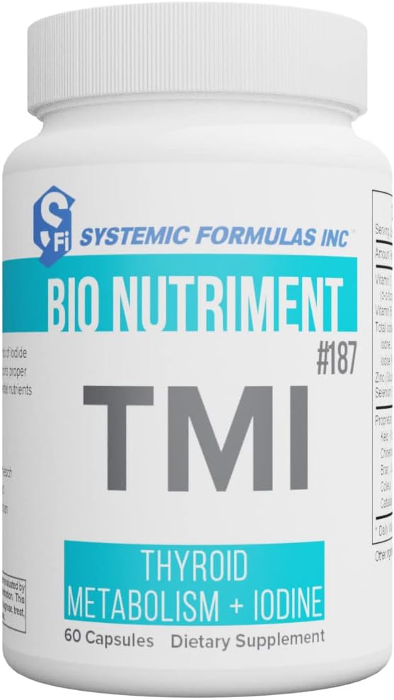 Bio Nutrient Systemic Formulas Thyroid Support Supplement with Iodine - 60 Capsules - Metabolism Booster for Women and Men - Kelp Extract - #187