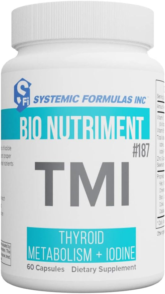 Bio Nutrient Systemic Formulas Thyroid Support Supplement with Iodine - 60 Capsules - Metabolism Booster for Women and Men - Kelp Extract - #187
