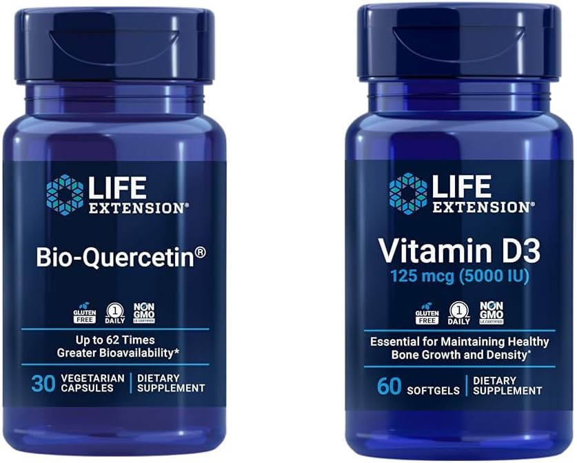 Bio-Quercetin Antioxidant Capsules with Vitamin D3 for Immune and Heart Health - 30 Capsules + 60 Softgels
