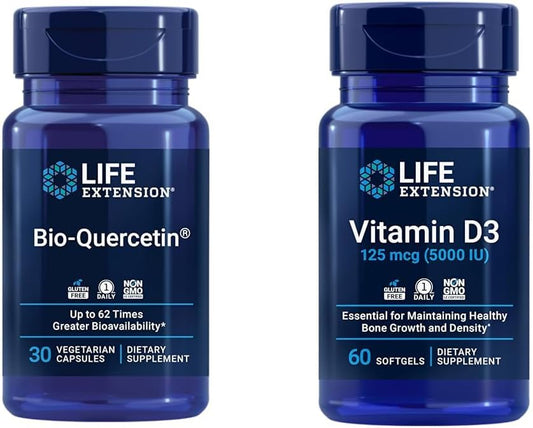 Bio-Quercetin Antioxidant Capsules with Vitamin D3 for Immune and Heart Health - 30 Capsules + 60 Softgels