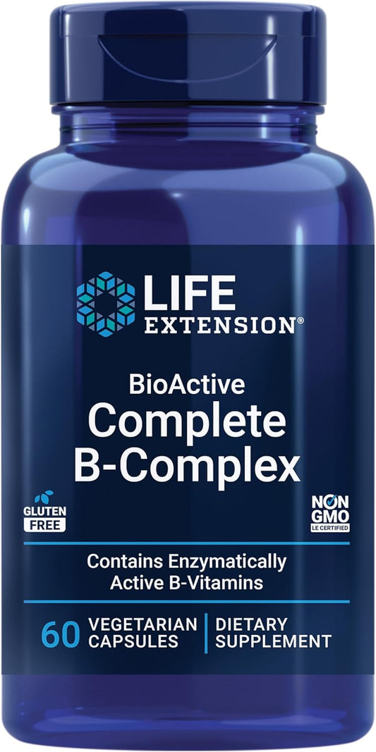 Bioactive Complete B-Complex: Heart, Brain, Nerve Support, Energy Metabolism, 60 Capsules
