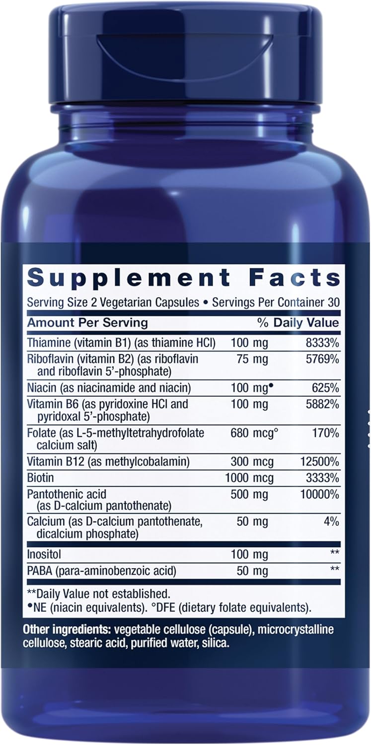 Bioactive Complete B-Complex: Heart, Brain, Nerve Support, Energy Metabolism, 60 Capsules