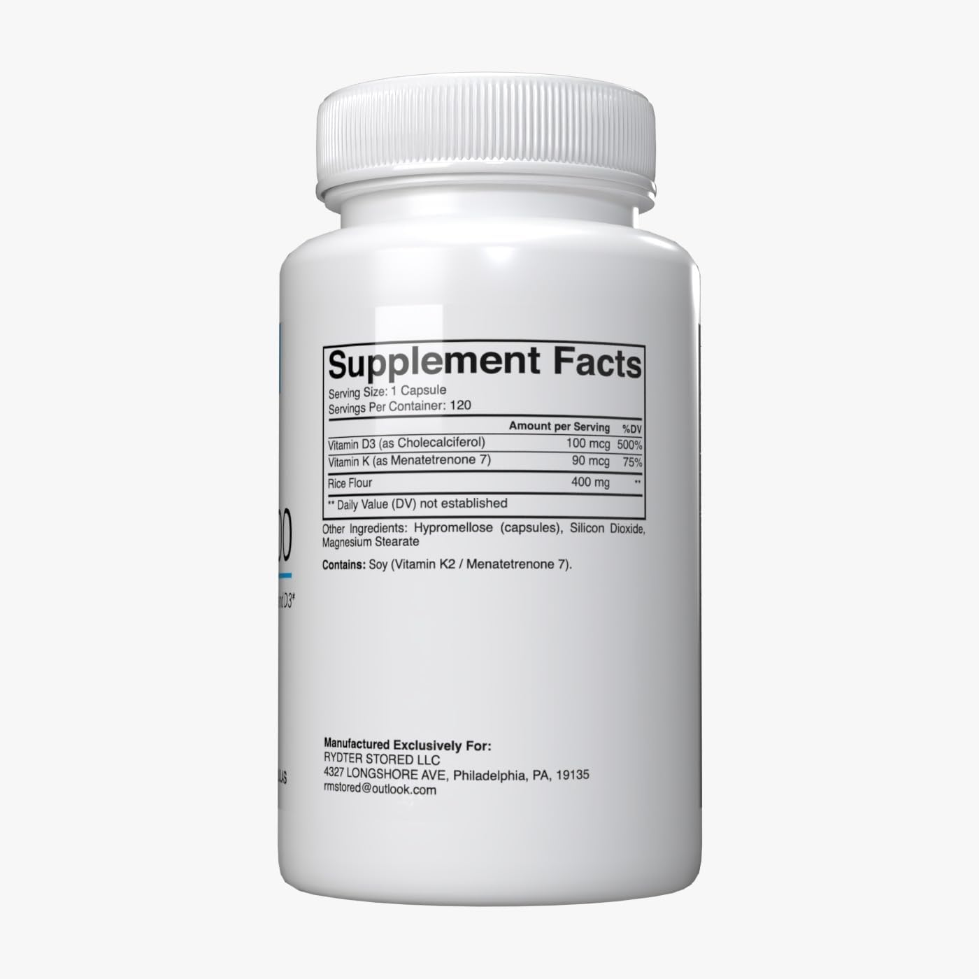 Bioavailable Vitamin D3 K2 Supplement with 5000 IU - Promotes Heart, Arterial, Bone Health - Immune Support - 120 Capsules