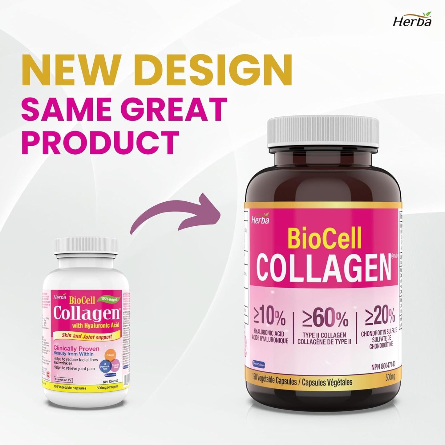 BioCell Collagen Capsules 500mg - 120 Veg Caps | Type II Collagen, Hyaluronic Acid, Chondroitin | Reduce Wrinkles, Support Joints
