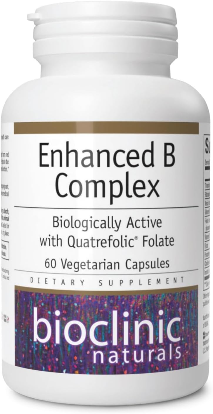 Bioclinic Naturals Enhanced B Complex Softgels - Biologically Active with Quatrefolic Folate, 60 Count