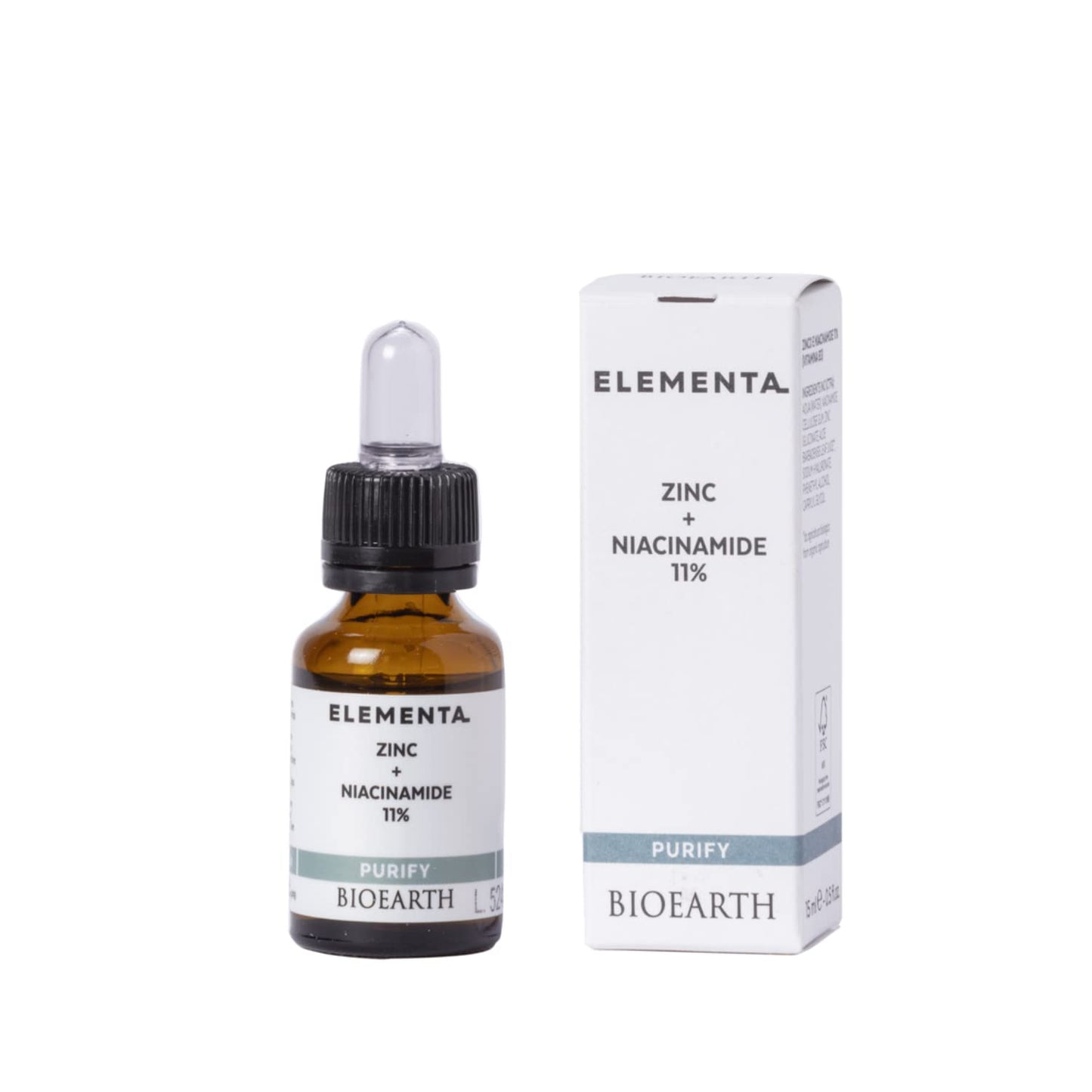 Bioearth Elementa PURIFY Serum: Zinc & 11% Niacinamide, Balancing & Purifying, Vegan, AIAB Certified - 15ml