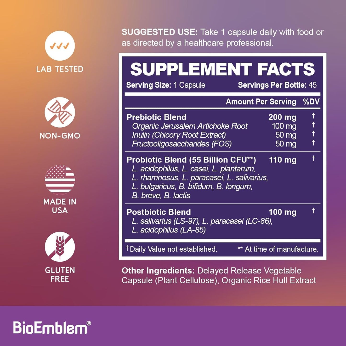 BioEmblem Beauty Probiotics for Women & Men - Advanced Probiotic Supplement for Healthy Skin & Digestion