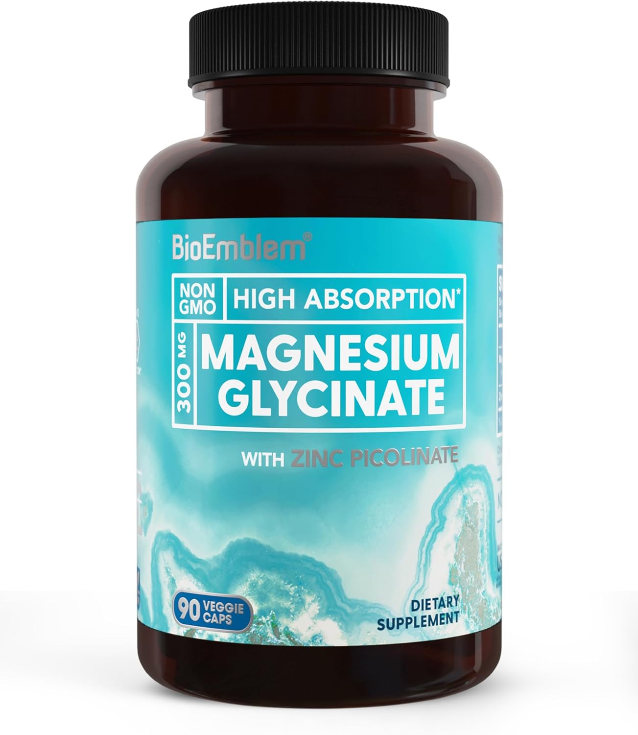 BioEmblem Magnesium Glycinate Supplement with Added Zinc and Turmeric Curcumin for Enhanced Absorption