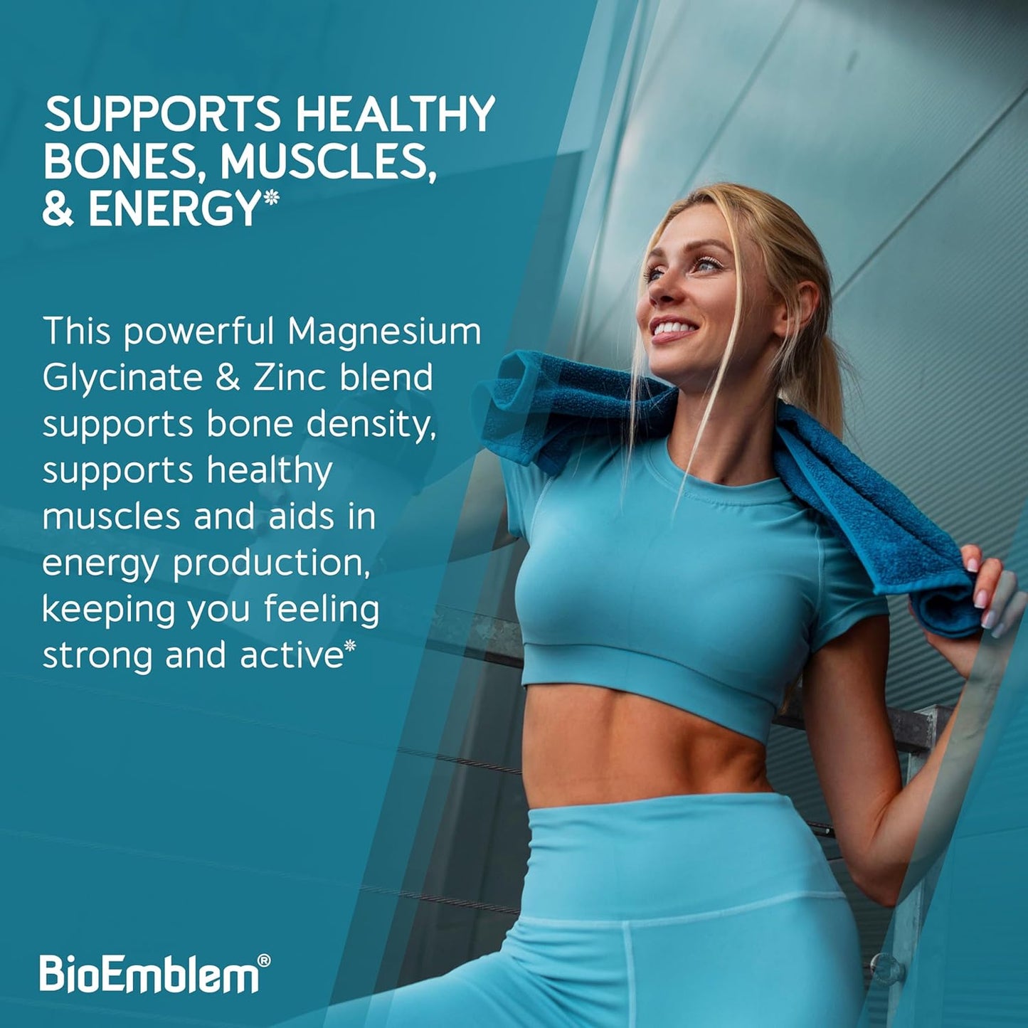 BioEmblem Magnesium Glycinate Supplement with Added Zinc and Turmeric Curcumin for Enhanced Absorption