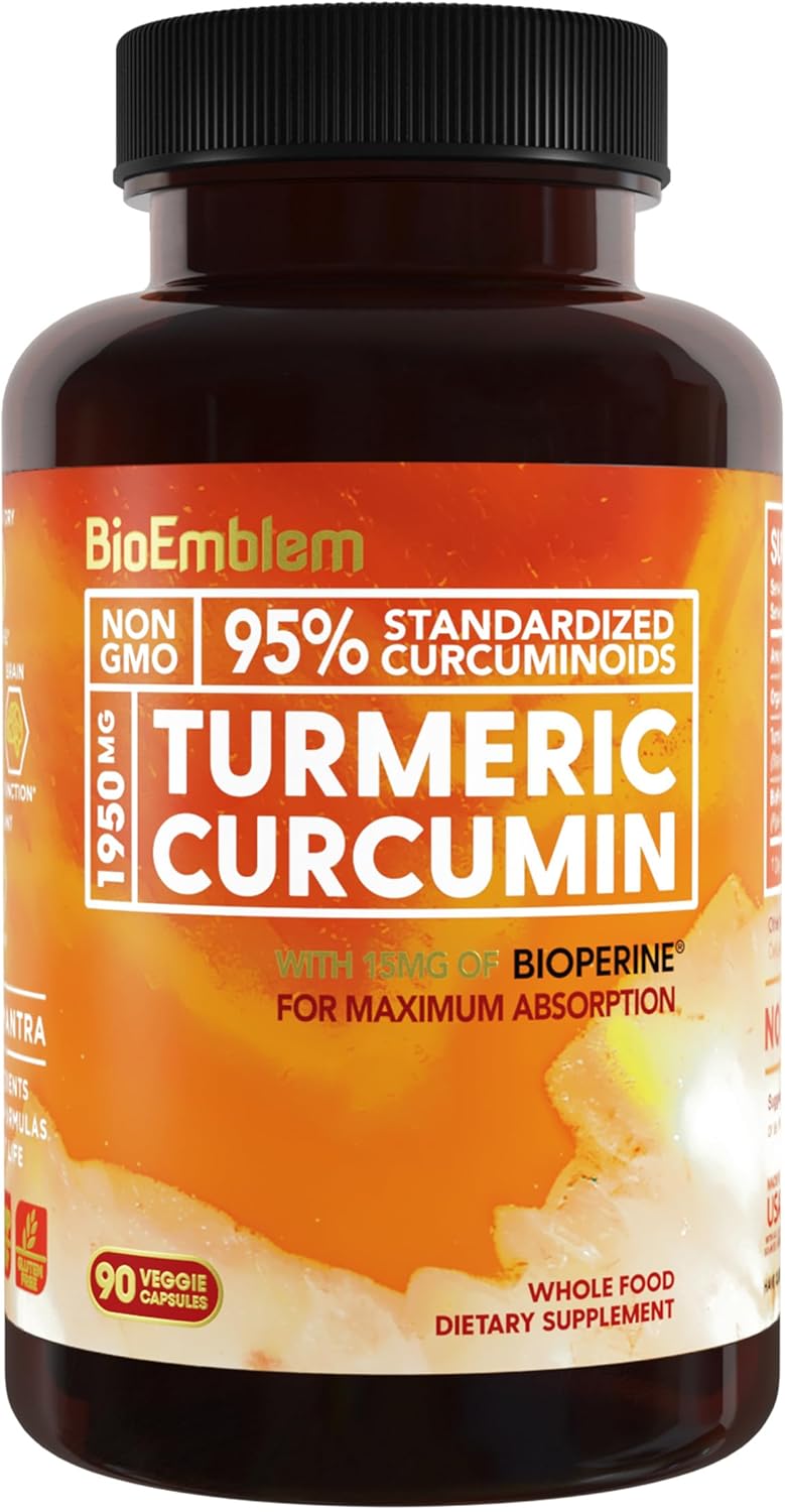 BioEmblem Magnesium Glycinate Supplement with Added Zinc and Turmeric Curcumin for Enhanced Absorption