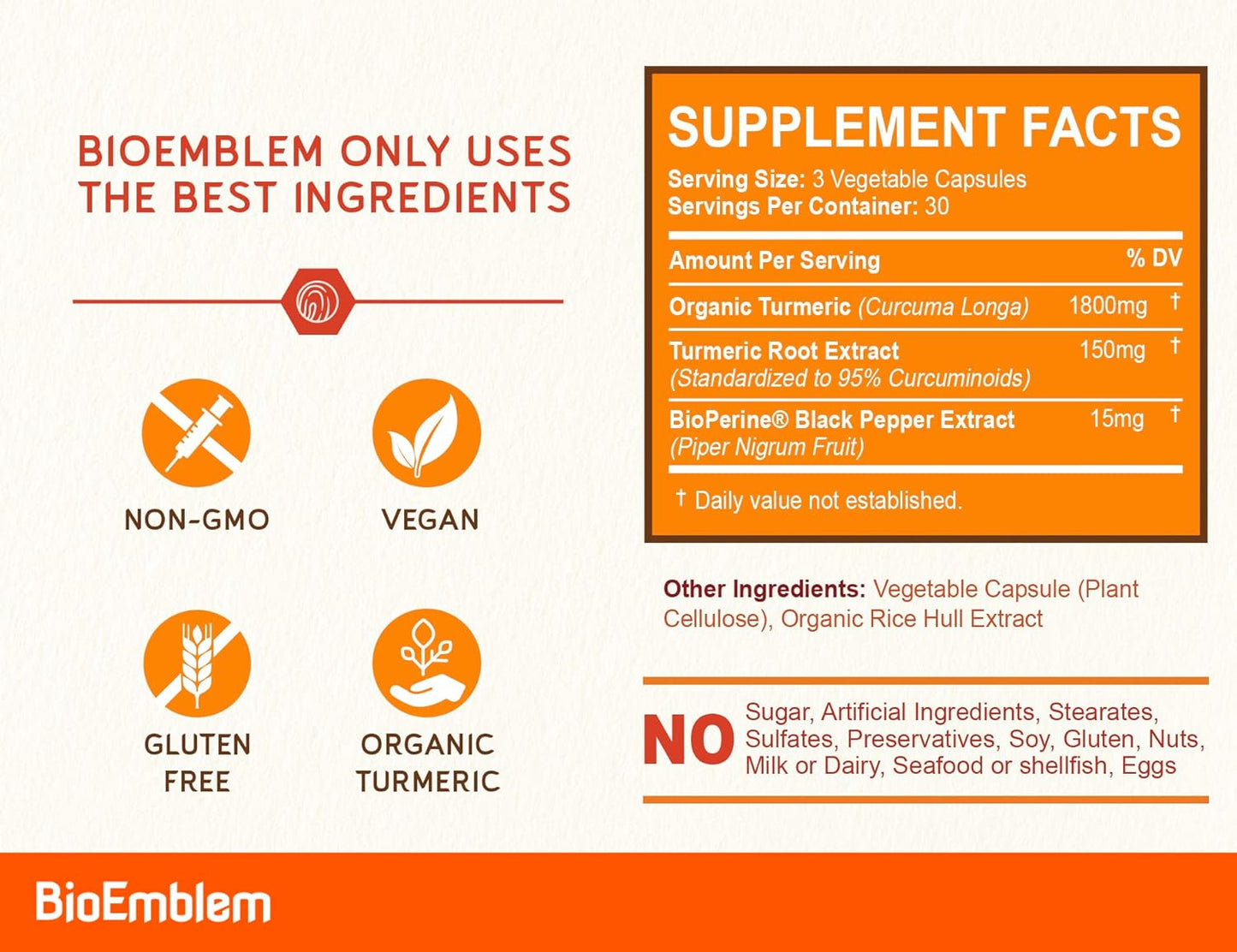BioEmblem Magnesium Glycinate Supplement with Added Zinc and Turmeric Curcumin for Enhanced Absorption