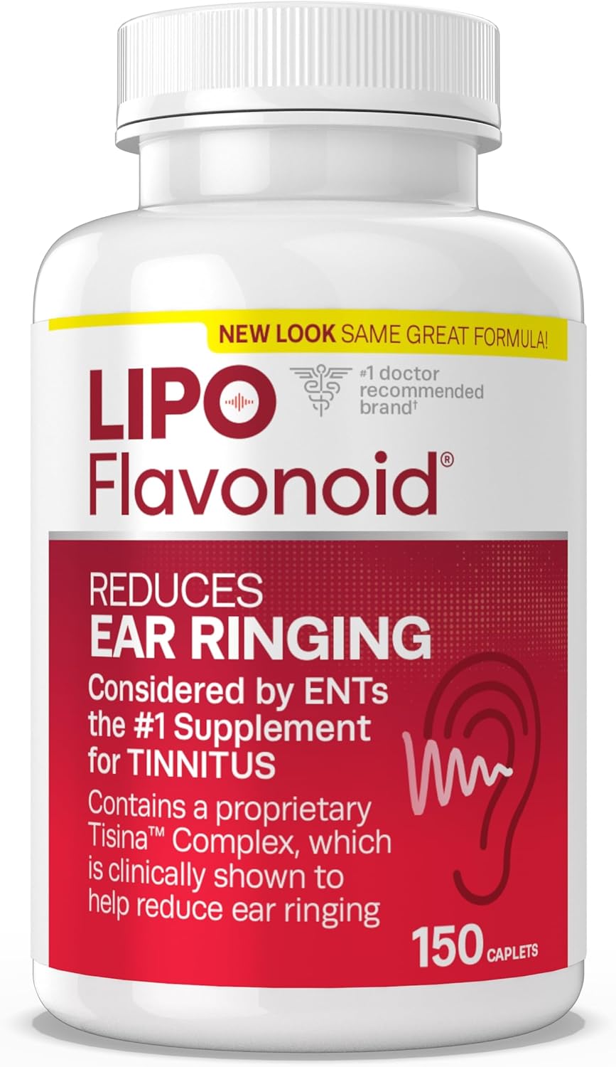 Bioflavonoid & Vitamin C Caplets for Tinnitus Relief and Ear Health, OTC Flavonoid Vitamins for Ringing Ears - 150 Count