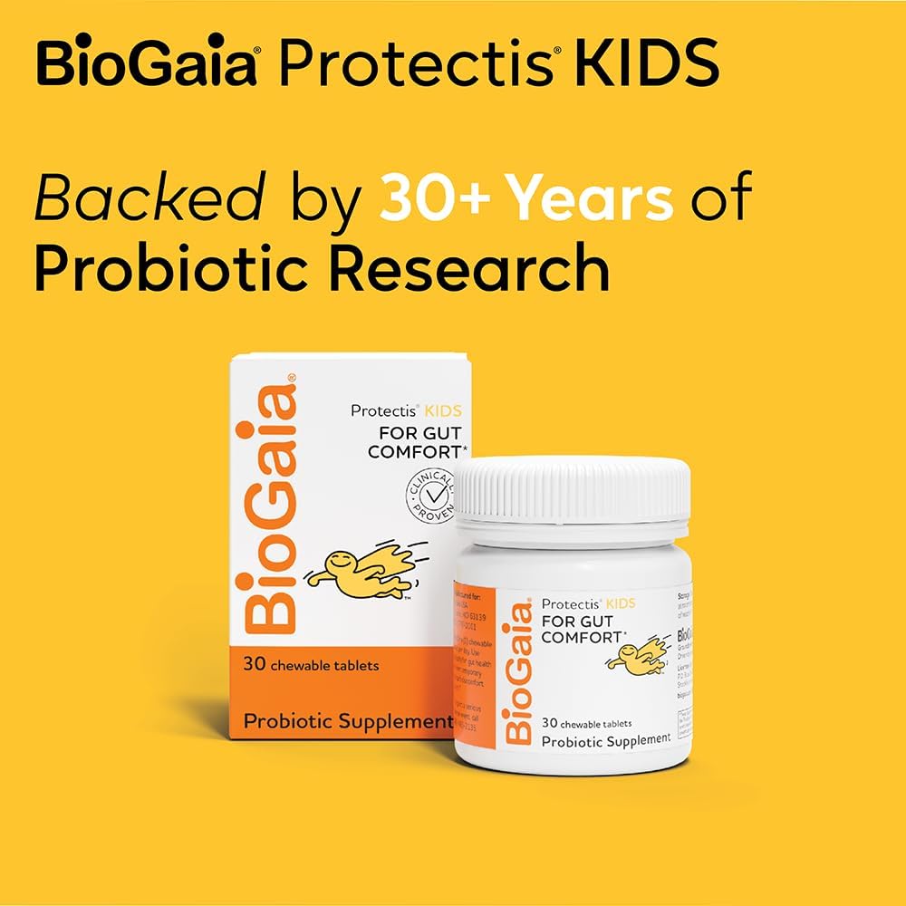 BioGaia Protectis Kids Probiotic - Supports Digestive Health & Regularity for Ages 3+ - Allergen-Free with 30 Years of Research - 30 Day Supply