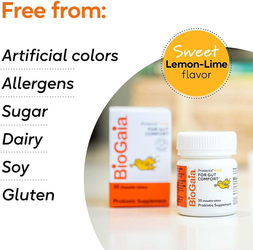 BioGaia Protectis Kids Probiotic - Supports Digestive Health & Regularity for Ages 3+ - Allergen-Free with 30 Years of Research - 30 Day Supply