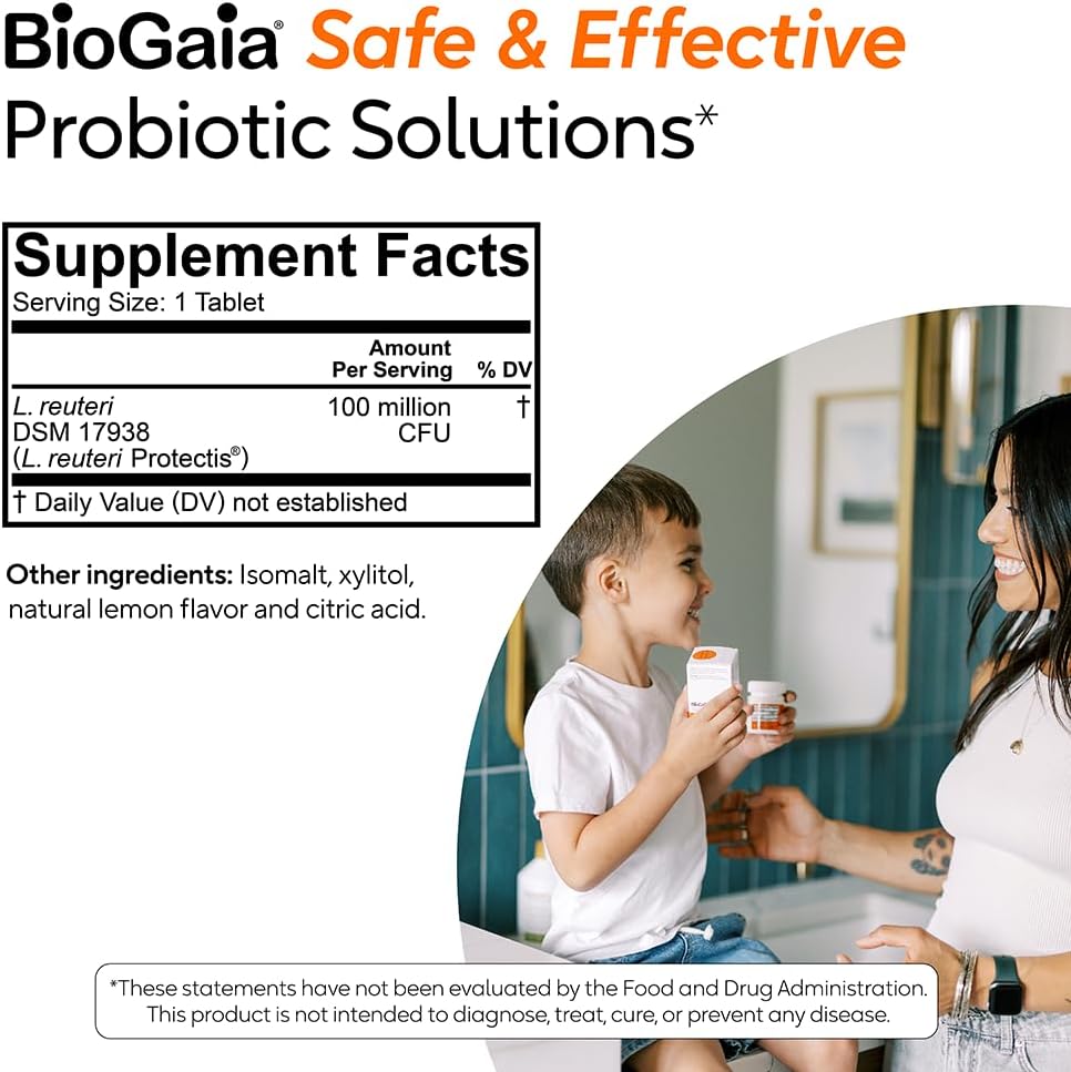 BioGaia Protectis Kids Probiotic - Supports Digestive Health & Regularity for Ages 3+ - Allergen-Free with 30 Years of Research - 30 Day Supply