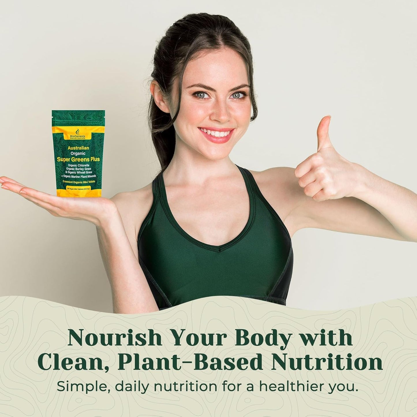 Biogenesis Australian Organic SuperGreens Tablets with Chlorella, Barley Grass & Wheat Grass (300 Count)