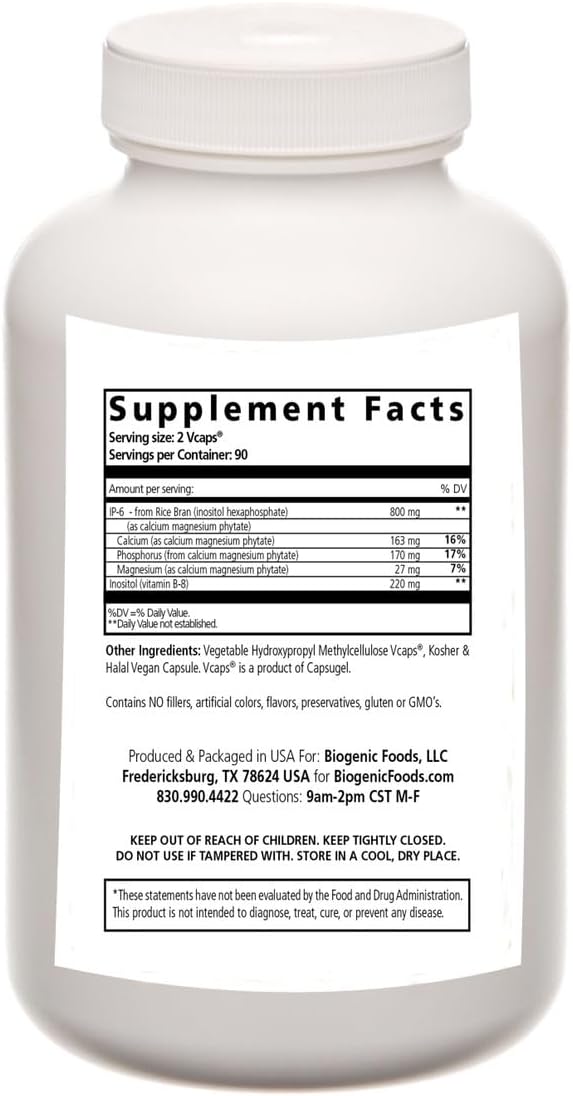 Biogenic Foods IP6 and Inositol Veggie Capsules for Natural Immune Support