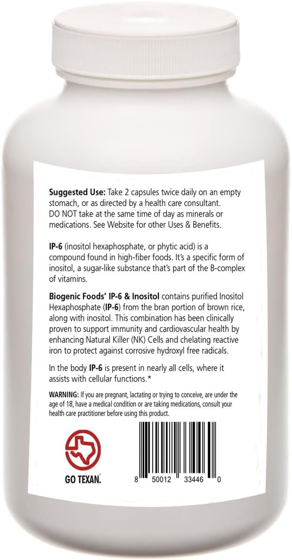 Biogenic Foods IP6 and Inositol Veggie Capsules for Natural Immune Support