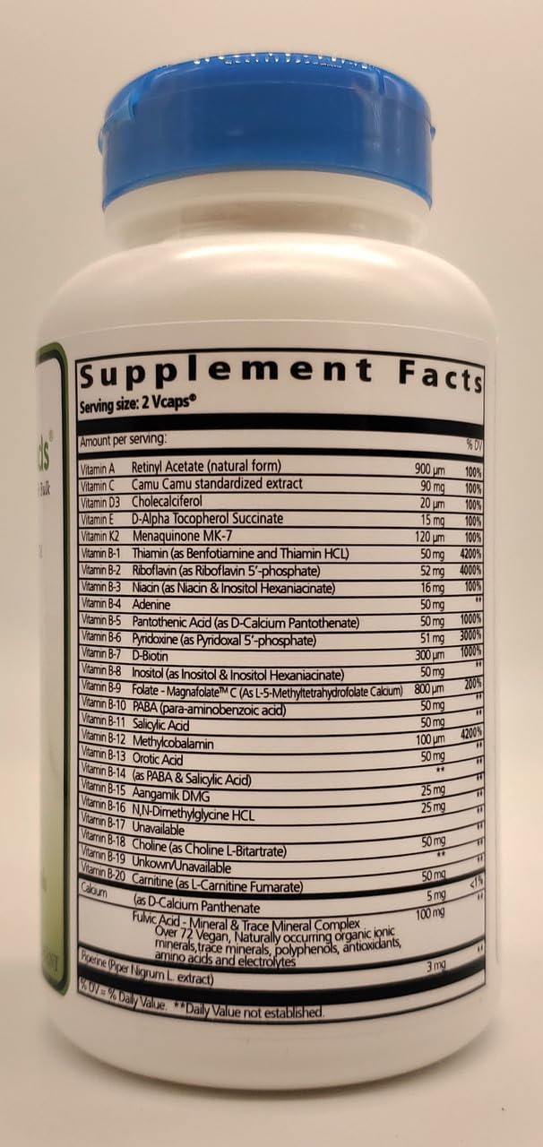 Biogenic Foods Methylated B-50 Complex with Fulvic Minerals - Veggie Capsules for Multi-Vitamin Support