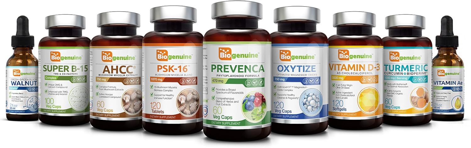 Biogenuine Super B-15 100 Vcaps - Niacin Calcium Choline Inositol DMG TMG - Boosts Oxygen Energy Levels