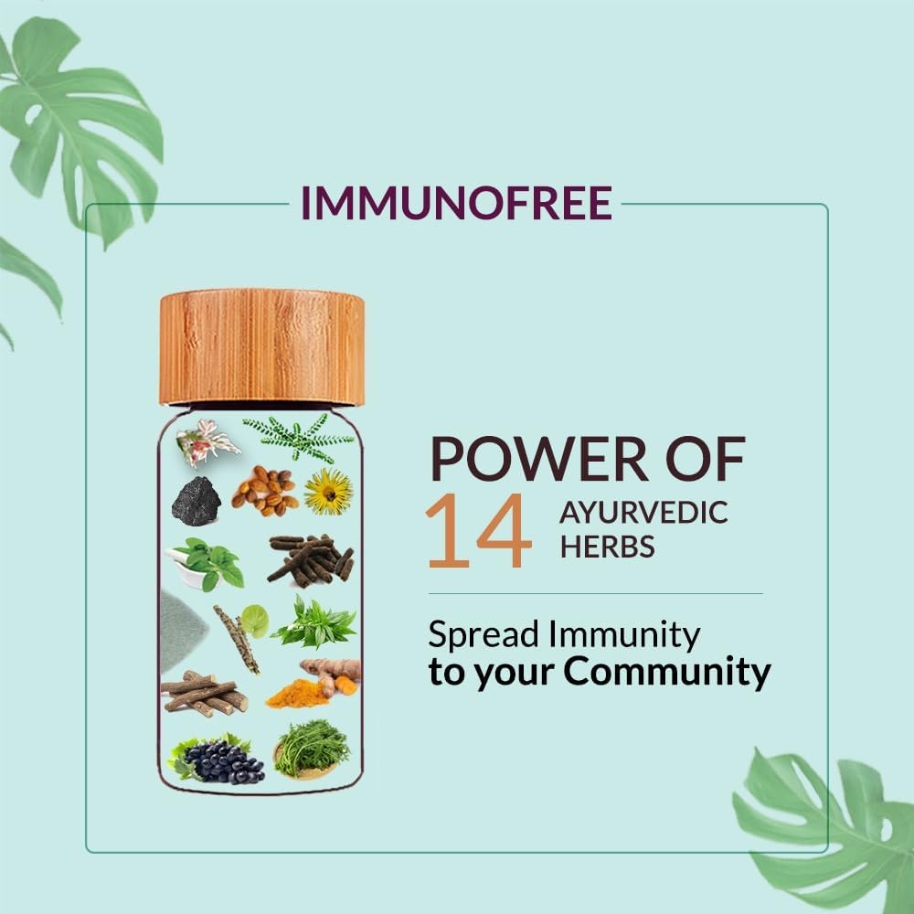 Biogetica Immunofree Herbal Immune Support Supplement - 100% Vegan Blend of Tulsi, Kalmegh, Yashtimadhu & Giloy for Immune Boost - 60 Tablets