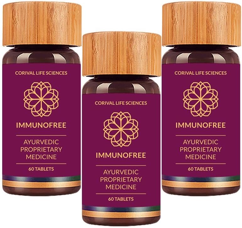 Biogetica Immunofree Herbal Supplement - Immune Support with Tulsi, Kalmegh, Yashtimadhu & Giloy - Vegan Tablets Pack of 3 x 60