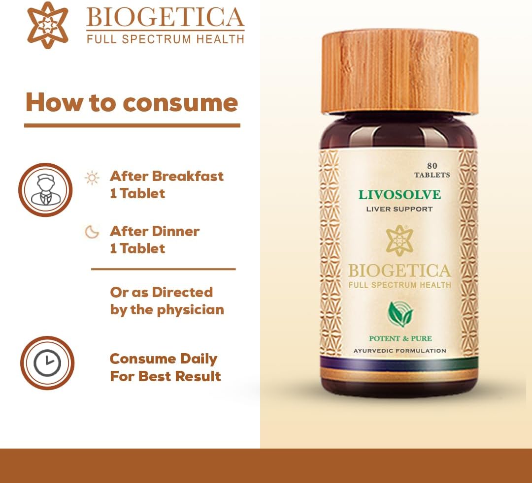 Biogetica Livosolve Liver Care Supplement - Detox & Cleanse for Total Support - Vegan & Non-GMO - 80 Tablets
