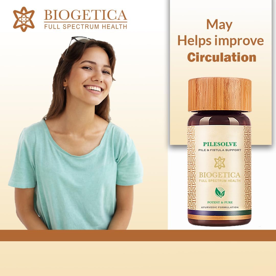 Biogetica Pilesolve Herbal Supplement with Licorice and Ginger - Non-GMO Vegan Ayurveda Powder