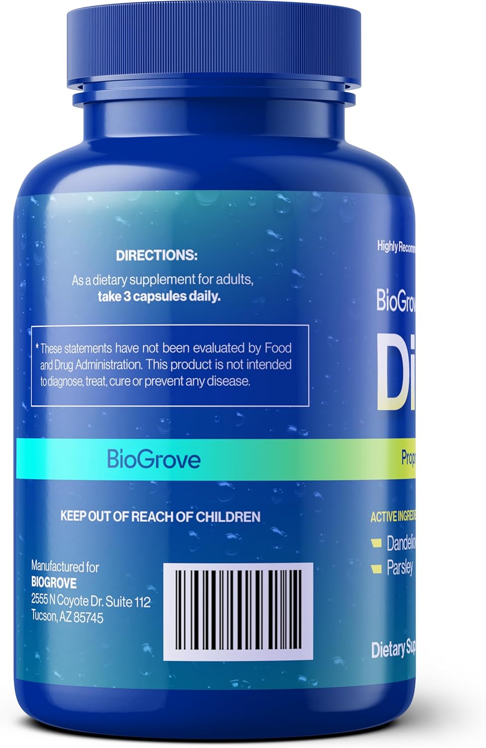 BioGrove Diulite Water Pills - Reduce Swollen Feet & Legs, Water Retention & Puffiness - Easy-to-Swallow Pills for Fast Water Weight Loss - Top Quality & Value Without Side Effects