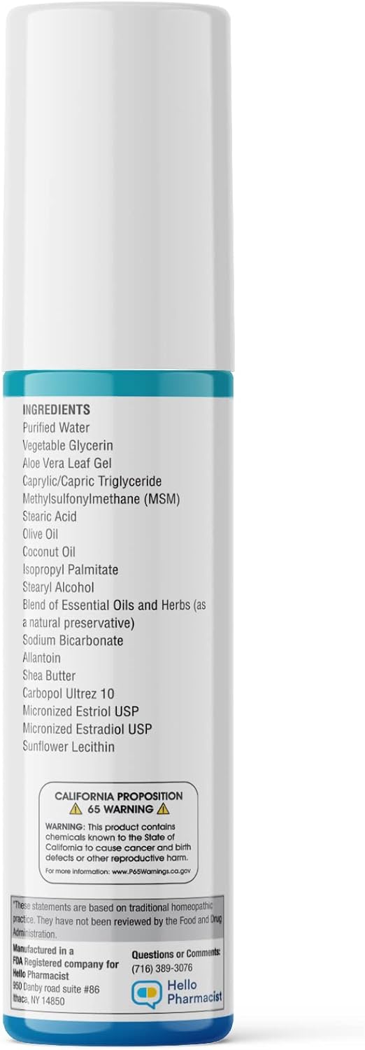 Bioidentical Bi-EST 5.0 Estrogen Cream for Menopause Relief - 5 mg Per Pump - Infused with Essential Oils and Herbs - Moisturizing Skin Treatment (3 oz/85g)