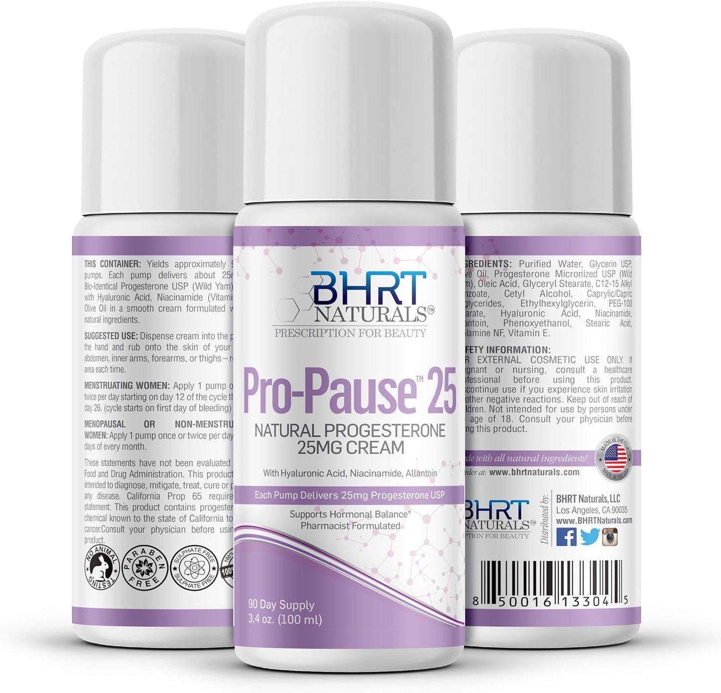 Bioidentical Progesterone Cream 2500mg USP Natural - 90 Day Supply, Paraben-Free Menopause Relief - Pharmacist Formulated, Non-GMO - TTC PCOS Supplement