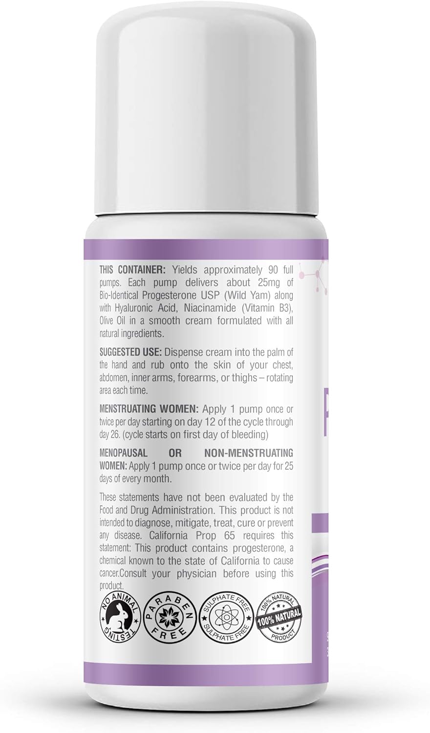 Bioidentical Progesterone Cream 2500mg USP Natural - 90 Day Supply, Paraben-Free Menopause Relief - Pharmacist Formulated, Non-GMO - TTC PCOS Supplement