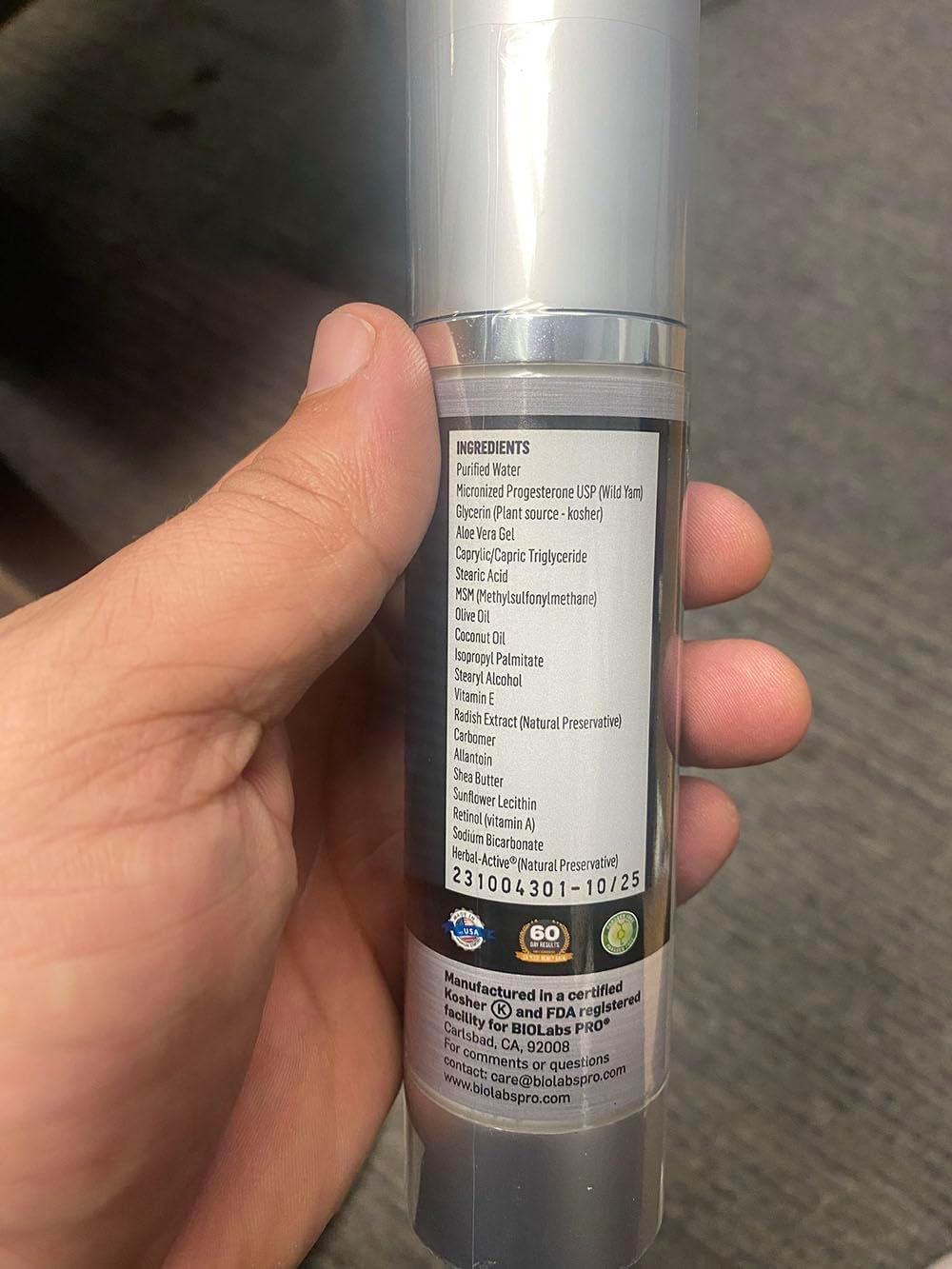 BIOLABS PRO Natural P75 Maxx Retinol Cosmetic Cream - 7000MG Progesterone - 7.5% - 3 Month Supply - Unscented - 3.6oz