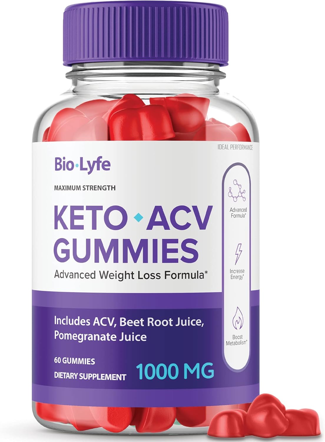 Biolife Ideal Performance Keto Gummies with ACV - 60 Gummies