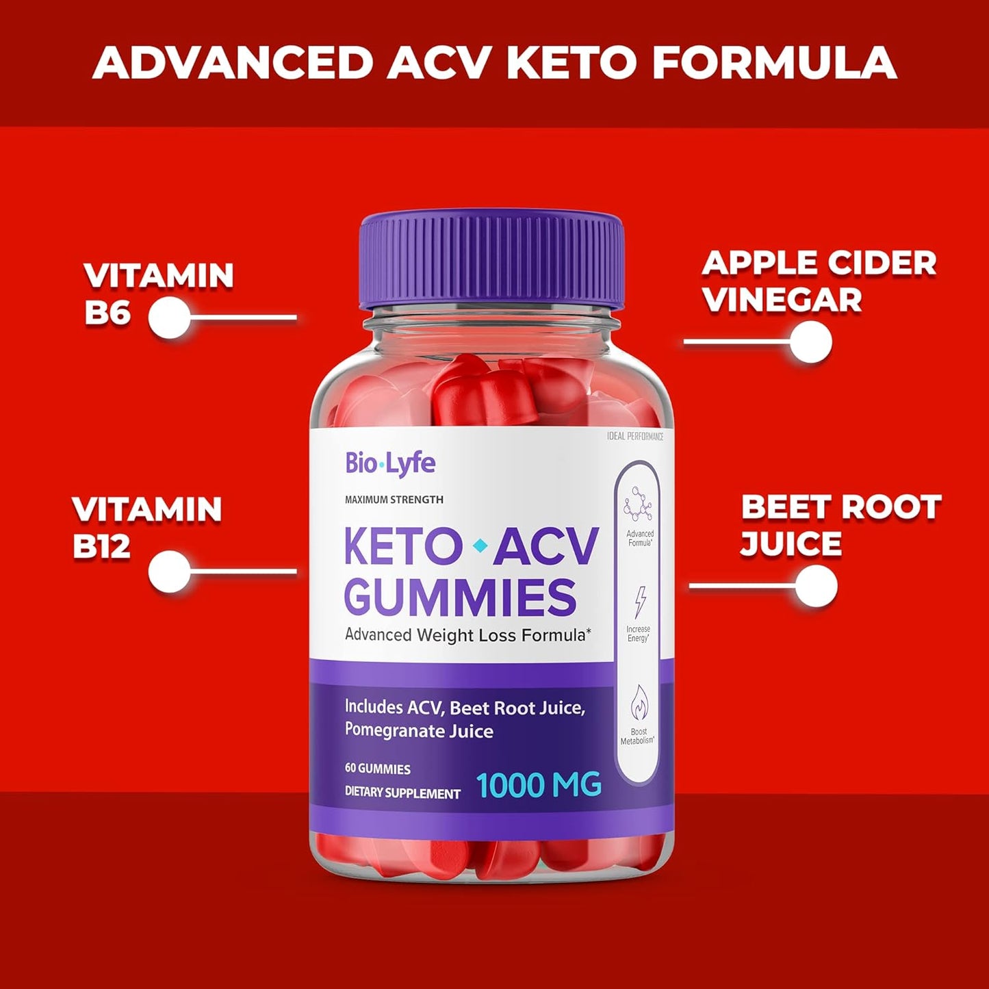 Biolife Ideal Performance Keto Gummies with ACV - 60 Gummies