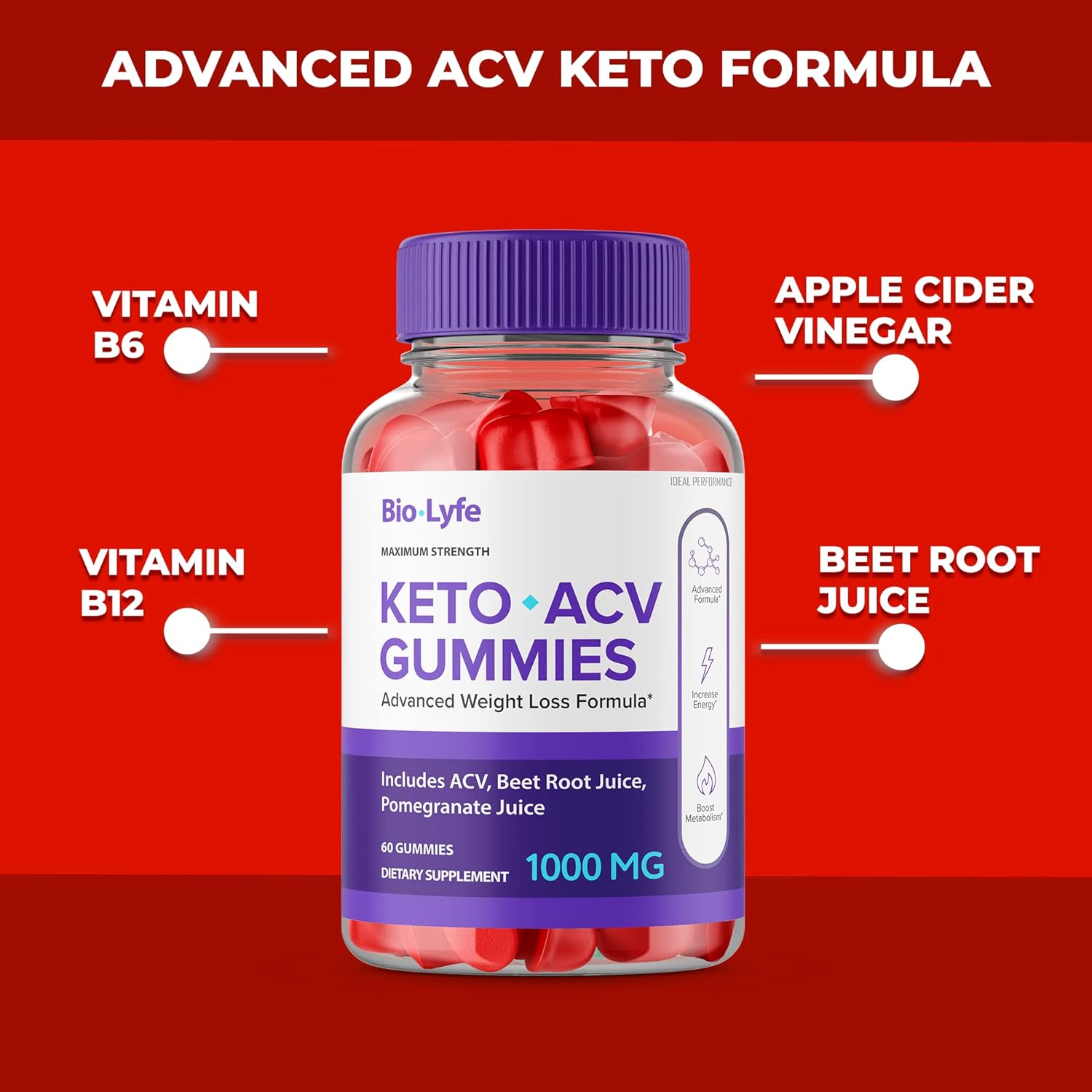 Biolyfe Keto Gummies 3 Pack for Optimal Performance and ACV Support (180 Gummies)