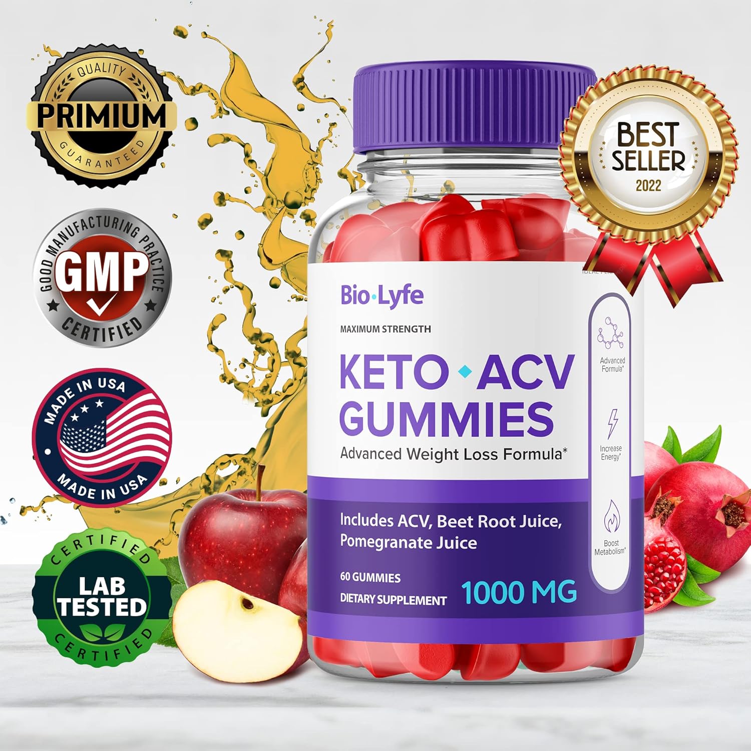 Biolyfe Keto Gummies 3 Pack for Optimal Performance and ACV Support (180 Gummies)