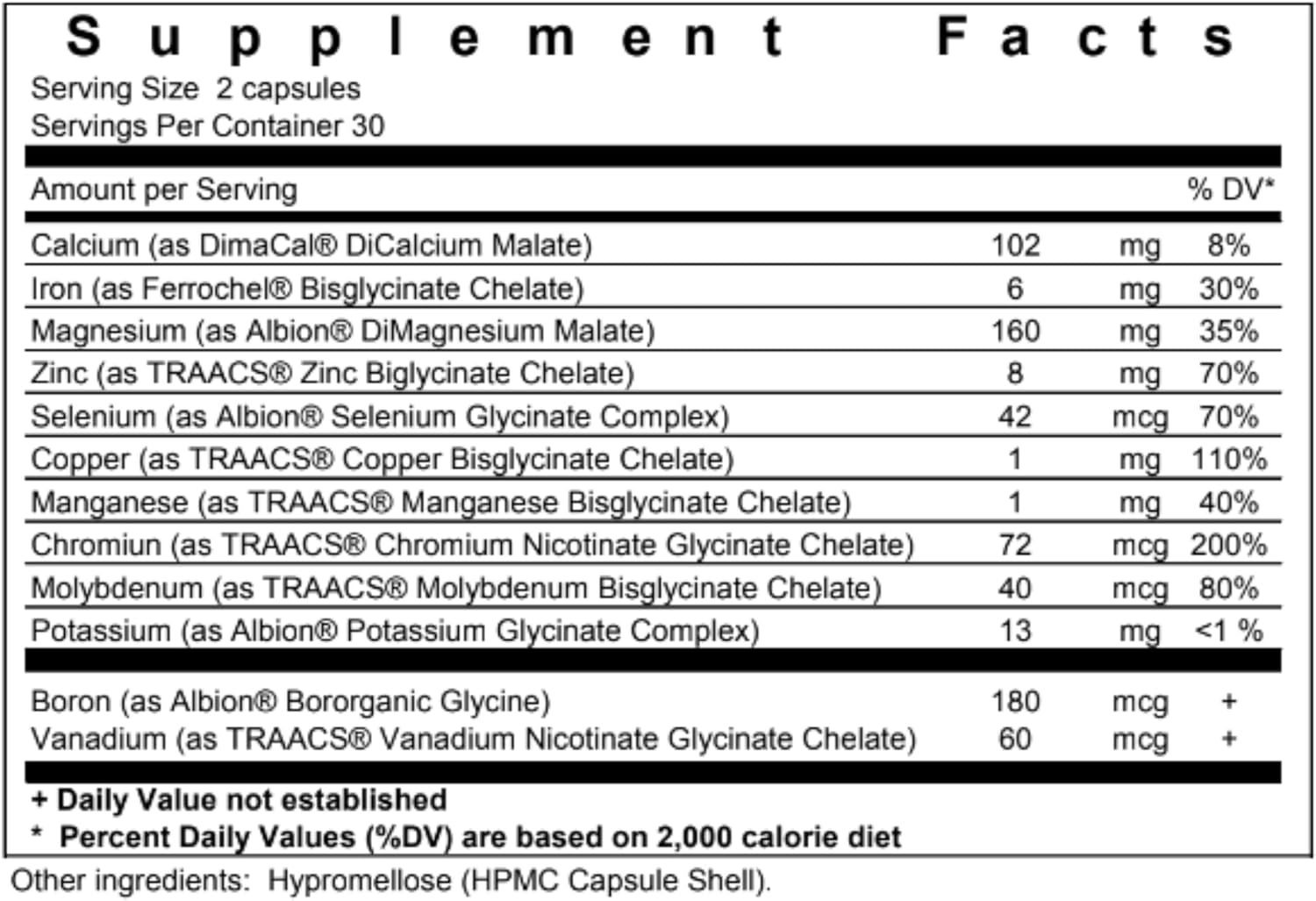 Biopharma Scientific NanoMinerals Chelated Multi-Mineral Capsules - 30 Servings with Calcium, Iron, Magnesium, Zinc, Potassium, Manganese, Chromium, Copper