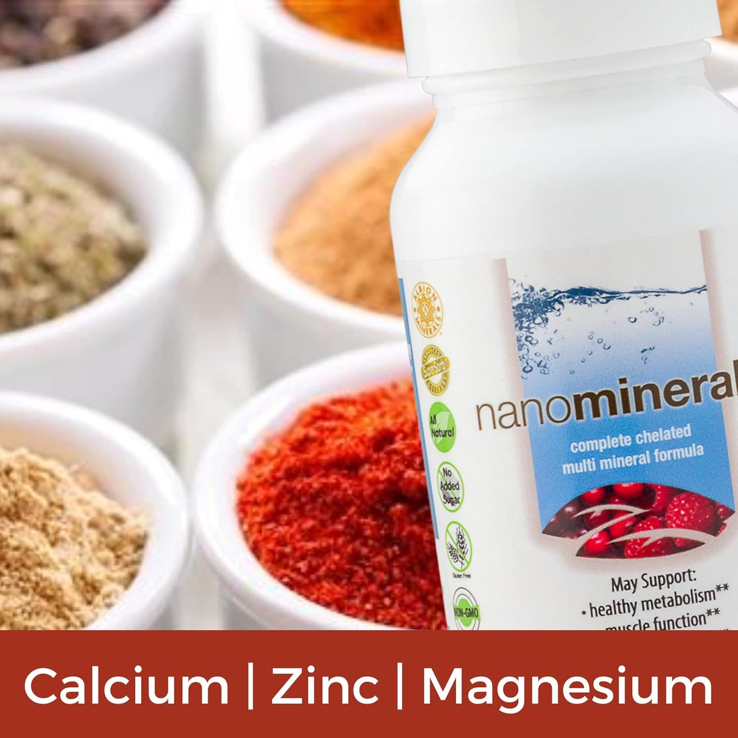 Biopharma Scientific NanoMinerals Chelated Multi-Mineral Capsules - 30 Servings with Calcium, Iron, Magnesium, Zinc, Potassium, Manganese, Chromium, Copper