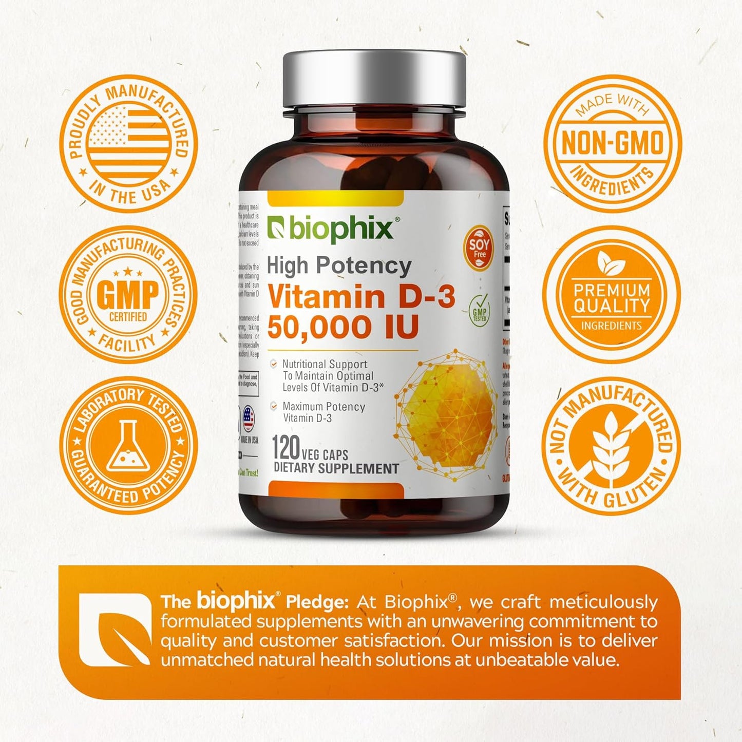 Biophix Vitamin D-3 10000 IU Softgels - High Potency with Extra Virgin Olive Oil for Strong Bones and Immune Health